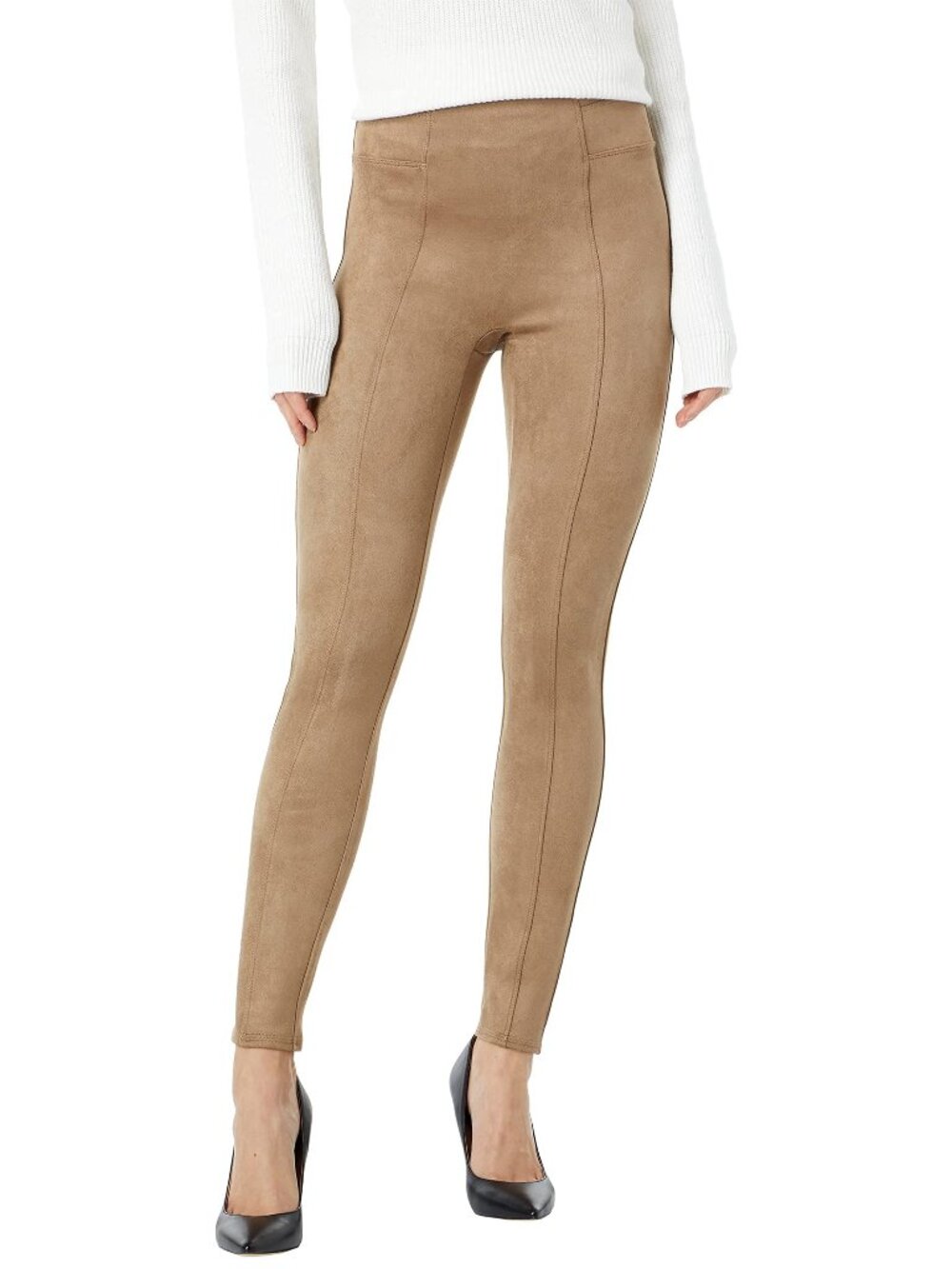 Spanx Faux Suede Leggings Camel Brown Women's Size M High Rise Party Evening